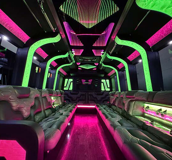 inside a limo bus